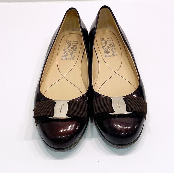 Ferragamo Brown Patent Leather Flats - Picture 6 of 12